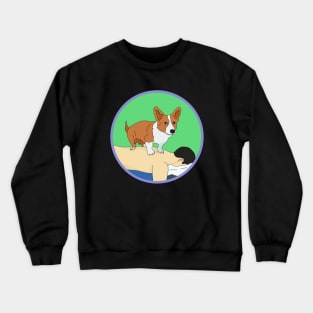 Cute Corgi giving back massage Crewneck Sweatshirt